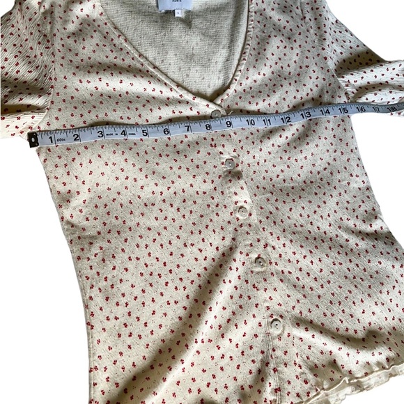 FRNCH Ornella Floral Ruffle Frill Trim Cream V Neck T Shirt S - Picture 15 of 15